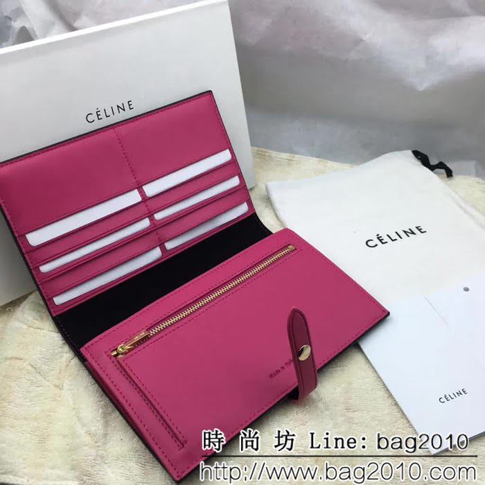 CELINE賽琳原單 專櫃 手掌紋牛皮搭扣拼色錢夾 4148 SL1692
